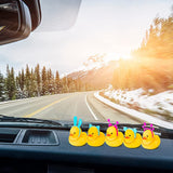 Haooryx 5 Pack Rubber Duck Car Duck Decorations Dashboard Car Ornaments, Party Theme Novelty Squeeze Yellow Duckies with Headgear Gold Chain Novelty Squeak Gift for Kids Teens Adults Birthday Party