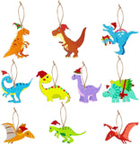 Haooryx 31Pcs Christmas Dinosaur Wooden Hanging Ornaments Xmas Tree Topper Wood Dinosaur Ornaments Dinosaur Decorative Wood Slice Pendant for Christmas Party Favor Gift Tag Holiday Home Decor Supplies