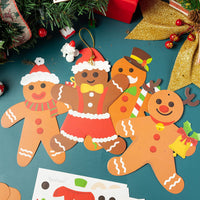 Haooryx 61PCS Christmas Gingerbread Craft for Kids Christmas Arts and Crafts DIY Christmas Ornaments Make Your Own Christmas Gingerbread Man Sticker Craft Projects Christmas Tree Home Class Decoration
