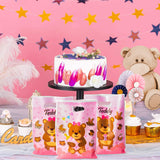 Haooryx 50pcs Pink Bear Party Favor Bags Girls Birthday Party Goodie Bag Plastic Candy Bags Bear Goody Gift Bag Gift Accessories Treat Bags for Kid Bear Theme Birthday Baby Shower Decorations