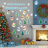 Haooryx 83Pcs Christmas Winter Snowmen Bulletin Board Set Classroom Decoration, Snow Snowman Patterned Paper Cut-Outs Blackboard Border Decor for Xmas Party Home School Classroom Window Wall Decor