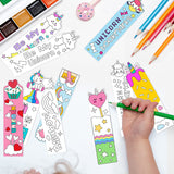 Haooryx 72Pcs Color Your Own Unicorn Bookmarks, DIY Coloring Unicorn Rainbow Bookmarks Hanging Tags Book Marker for Kids Classroom Gift Exchange School Rewards Prize Party Game Art Craft Supplies