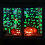 Haooryx 93Pcs Halloween Glow in The Dark Sticker Kit, Luminous Fluorescent Window Decal Sticker Spooky Pumpkin Spider Scary Ghost Skeleton Skull Bat Decal for Halloween Party Supplies Home Wall Decor