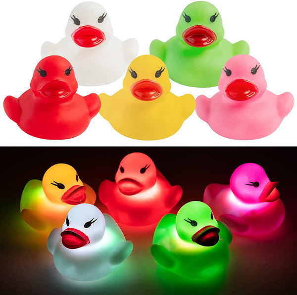Haooryx 10PCS Light Up Floating Rubber Ducks Flashing Color Changing Light in Water Ducky for Baby Kids Toddler Bathtub Bathroom Infants Boys Girls Shower Game Birthday Party Swimming Pool Bath Toys