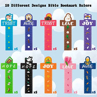 Haooryx 50Pcs Bible Bookmark Ruler,10 Styles Christian Cross Measuring Ruler Bookmark for Christian Reading Enthusiasts Gift Sunday Church Theme Party Game Goodie Bag Fillers Student Reward Supplies