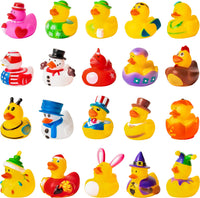 Haooryx 20PCS Holiday Rubber Duckies Assorted Seasonal Rubber Ducks Novelty Winter Christmas Fall Easter Rubber Duck Bath Toys for Kids Baby Shower Holiday Party Goodie Bag Valentine School Rewards