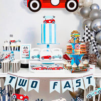 Haooryx Monster Truck Cupcake Stand Decorations, 3 Tier Truck Car Cupcake Tower Cardboard Racing Car Cupcake Dessert Candy Holders for Kids Boys Birthday Baby Shower Party Table Supplies