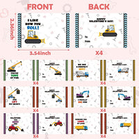 Haooryx 86Pcs Valentine's Day Exchange Classroom Construction Truck Stampers with Greeting Cards for Kids Valentines Classroom Exchange Prizes Construction Truck Party Favor Goodies Bag Stuffers