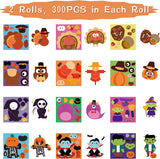 Haooryx Make Your Own Halloween Thanksgiving Sticker Scene Roll Mix and Mitch DIY Turkey Vampire Craft Sticker for Kid Thanksgiving Halloween Party Favors Craft Game School Goody Bag Rewards (2 Rolls)