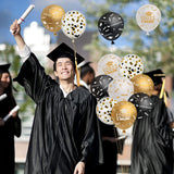 Haooryx 50Pcs Gold Graduation Balloons Decorations, Class of 2022 Graduate Congrats Grad Decoration Confetti Latex Balloon Decor Supplies for School Prom Graduate Celebration (Gold, Black and White)