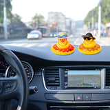 Haooryx 2 Pack Car Rubber Duck Car Duck Decorations Dashboard Car Ornaments, Novelty Squeeze Duckies with Mini Swim Ring Necklace Glasses Straw Hat Squeak Toys Gift for Girls Women (Straw Hat CP)