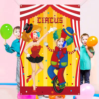 Haooryx Carnival Circus Photo Door Banner Carnival Party Decoration, Large Satin Fabric Photo Booth Props Backdrop Banner for Circus Party Photography Background Birthday Carnival Game Supplies