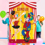 Haooryx Carnival Circus Photo Door Banner Carnival Party Decoration, Large Satin Fabric Photo Booth Props Backdrop Banner for Circus Party Photography Background Birthday Carnival Game Supplies