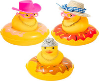 Haooryx 3 Pack Car Rubber Duck Car Duck Decorations Dashboard Car Ornaments, Novelty Squeeze Ducks with Swim Ring Headgear Necklace Earphone Squeak Toys Gift for Girls Women (Upper-Class Socialite)