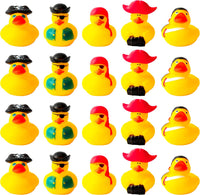 Haooryx 20PCS Pirate Rubber Duckies Toys Novelty Pink Turban Black Triangle Hat Yellow Ducky Decor Bathtub Squeeze Ducks for Kids School Exchange Gift Goodie Filler Baby Shower Birthday Party Favors