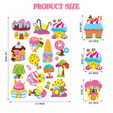 Haooryx 8Sheets Candyland Theme Tattoo Waterproof Ice Cream Candy Lollipop Fake Temporary Face Tattoo Sticker for Boys Girls Birthday Candyland Party Decorations Classroom School Prizes Rewards Supply