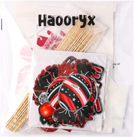 Haooryx 42Pcs Birthday Party Decoration Kit, Red and Black Happy Birthday Banner Hanging Swirls Cake Topper Table Centerpiece Stick for Men Women Boys Girls Birthday Party Decor Supplies Photo Booth