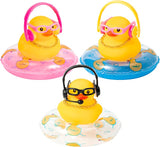 Haooryx 3 Pack Car Rubber Ducks Car Ducks Decorations Dashboard Car Ornaments, Novelty Squeeze Duckies with Mini Swim Ring Earphone Glasses Necklace Squeak Toys Gift for Kids Adult (Earphone Theme)