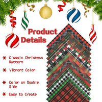 Haooryx 60 Sheets Christmas Plaid Origami Papers Double Sided 11”x11” Collection Decorative Red Green Plaid Craft Paper Bulk Christmas Card Making Scrapbook Specialty Paper DIY Craft Scrapbook Decor