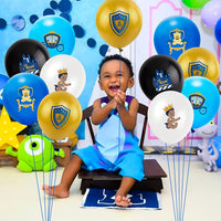 Haooryx 50Pcs Royal Prince Balloons Party Decorations for Baby Boy, 12 inches Latex Balloon with Ribbon for Boys Baby Shower Decor Prince Royal Blue and Gold Birthday Party Decoration Favor Supplies