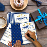 Haooryx Royal Prince Baby Shower Invitations with Book Request Diaper and Raffle Cards for African American Little Prince Baby Boy Birthday It’s a Boy Party Supplies- 25 Fill-in Invites with Envelopes