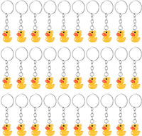 Haooryx 30Pcs Plastic Duck Keychains Duck Party Favors, Cute 3D Duck Chains Mini Ducky Pendant Accessories Gift Party Favors