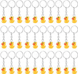 Haooryx 30Pcs Plastic Duck Keychains Duck Party Favors, Cute 3D Duck Chains Mini Ducky Pendant Accessories Gift Party Favors