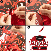 Haooryx 42Pcs 2022 Graduation Party Decoration Kit, Red and Black Congrats Class of 2022 Banner Hanging Swirl Cake Topper Decor Table Centerpieces for 2022 Congratulate Graduation Party Decor Supplies