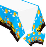 Haooryx 4 Pack Construction Table Covers, Excavator Plastic Tablecloth Disposable Rectangle Table Cloths for Boys Construction Vehicle Truck Birthday Party Decoration Supplies, 42.5 x 70.9 inch