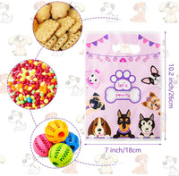 Roll over image to zoom in Haooryx 50Pcs Pink Puppy Party Favor Bags Pet Dog Doggy Plastic Goodie Gift Wrapping Bag with Handles Candy Treat Bags for Baby Shower Kids Birthday Puppy Theme Party Supplies Decorations Rewards Pack