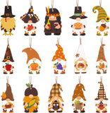 Haooryx 46PCS Thanksgiving Wood Gnome Hanging Ornaments Autumn Wood Pumpkin Turkey Gnome Elves Decorative Pendents for Thanksgiving Day Fall Harvest Party Favor Halloween Holiday Home Tree Supplies