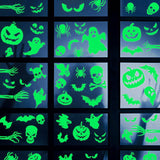 Haooryx 93Pcs Halloween Glow in The Dark Sticker Kit, Luminous Fluorescent Window Decal Sticker Spooky Pumpkin Spider Scary Ghost Skeleton Skull Bat Decal for Halloween Party Supplies Home Wall Decor