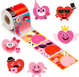 Haooryx 300PCS Valentine's Day Heart Sticker Scene Roll Valentines Make A Face Stickers Pink Red Love Heart DIY Sticker Game Crafts for Kids Classroom Exchange Gifts Valentine Weeding Party Decoration