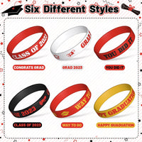 Haooryx 36PCS Class of 2023 Graduation Silicone Bracelets Colorful Congrats Grad Rubber Bracelet Graduating Celebrating Wristbands for Teens Students School College Graduation Party Supply(Red)