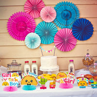 Haooryx 12Pcs Taco Bout a Baby Gender Reveal Honeycomb Centerpiece, Mexican Cinco De Mayo Theme Fiesta Party Table Topper Decoration for Boy or Girl Baby Shower He or She Gender Reveal Party Supplies