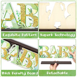 Haooryx Greenery Baby Shower Wooden Table Centerpieces, Greenery BABY Wooden Letter Sign Baby Shower Party Sign for Baby Boys and Girls Gender Reveal Party Baby Baby Shower Decor Supplies Photo Props