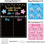 Haooryx Twinkle Twinkle Little Star Gender Reveal Party Poster, Baby Gender Reveal Voting Poster Party Games Kit, He or She Boy or Girl Gender Reveal Poster with 40pcs Pink or Blue Voting Stickers