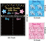 Haooryx Twinkle Twinkle Little Star Gender Reveal Party Poster, Baby Gender Reveal Voting Poster Party Games Kit, He or She Boy or Girl Gender Reveal Poster with 40pcs Pink or Blue Voting Stickers