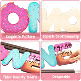 Haooryx Donut ONE Letter Sign Wooden Centerpiece, Sweet One Doughnut Theme 1st Birthday Party Decoration Baby Girls First B-day Baby Shower Table Topper Ornament Photo Props for One Year Old Kids