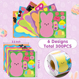 Haooryx 300PCS Make A Face Bunny Stickers Scene Roll Easter Make Your Own Bunny Sticker Mix and Match Chicks Bunnies Sticker Easter Games for Kids School Classroom Activities DIY Art Craft Supply