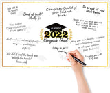 Haooryx 2022 Graduation Large Signature Guest Book Board Congrats Grad Congratulations Greeting Card for Class of 2022 Student Graduation Party Supplies Personalized Sign Decoration (Black and Gold)