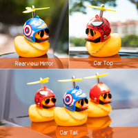 Haooryx 3 Pack Rubber Duck Toys Car Ornaments Helmet Yellow Duck Car Dashboard Decorations Set, Superhero Series Rubber Ducks with Propellers Helmet, Sunglasses, Gold Chain for Adults, Kids Gift