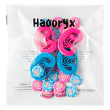 Haooryx 48Pcs Bear Gender Reveal Bracelet and Button Party Favors, Pink Blue Team Boy Team Girl Silicone Wristband Button Badge Pin Gender Reveal Party Newborn Baby Shower Voting Games Supplies