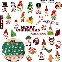 Haooryx 73Pcs Christmas Gnone Bulletin Board Set Classroom Decoration Merry Christmas Gnome Santa Xmas Tree Patterned Paper Cut-Outs for Xmas Holiday Party Home School Whiteboard Blackboard Wall Decor