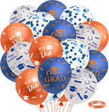 Haooryx 50Pcs Blue and Orange Graduation Balloons Kit Class of 2023 Graduation Party Decoration 12 Inches Congrats Grad Confetti Latex Balloon Decor Supplies for School Prom Graduate Celebration