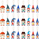 Haooryx 25PCS Happy Father's Day Gnome Wood Hanging Ornaments Blue Swedish Tomte Gnome Elf Wooden Pendants with Rope Dad Papa Grandfather Birthday Party Decorations Father Gift Home Decor Supplies