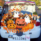 Haooryx 12Pcs Trunk or Treat Fall Decoration Kit, Autumn Scarecrow Pumpkin Ghost Trunk or Treat Car Archway Garage Decor Car Decorations Exterior Halloween Party Supplies Outdoor Funny Party Decor