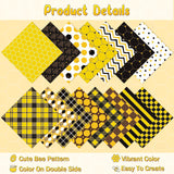 Haooryx 60PCS Summer Bees Plaid Pattern Paper Yellow Black Honeycomb Scrapbook Specialty Origami Paper Decorative 11’x11’Double Sided DIY Art Craft for Wrapping Gift Card Making Photo Album Decor