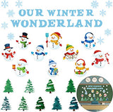 Haooryx 83Pcs Christmas Winter Snowmen Bulletin Board Set Classroom Decoration, Snow Snowman Patterned Paper Cut-Outs Blackboard Border Decor for Xmas Party Home School Classroom Window Wall Decor