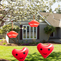 Haooryx 4 Pack Inflatable Heart Lips Toys, Inflate Red Lip Heart for Wedding Ceremony Party Favor Home Outdoor Yard Garden Blow Up Decoration Engagement Anniversary Bridal Shower Decor Supplies
